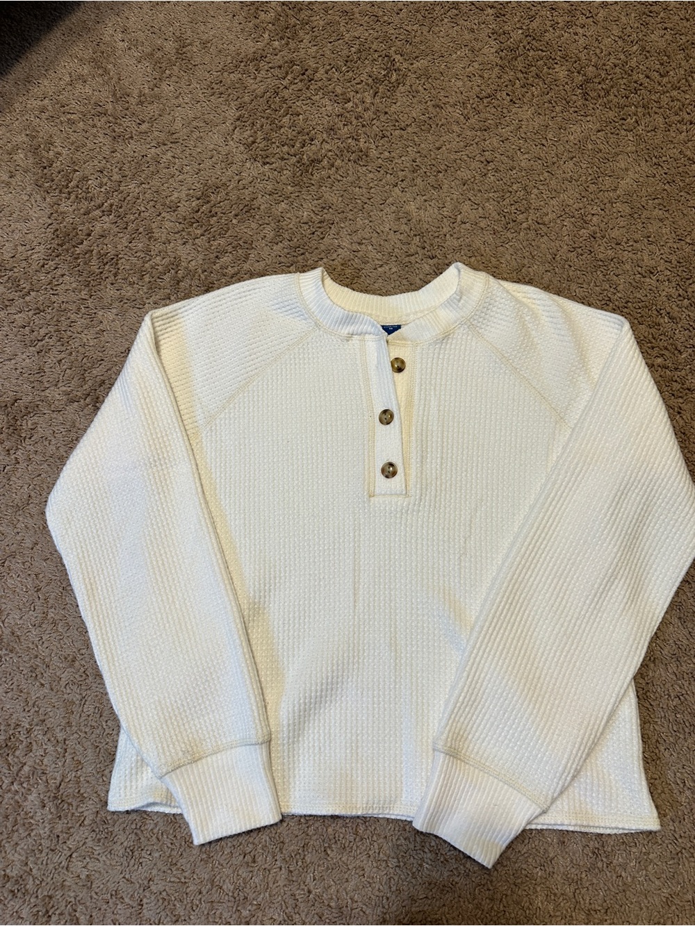 Old Navy Cream Waffle-Knit Crewneck Sweater
